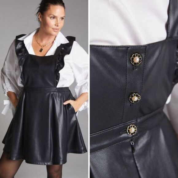 Anthropologie Maeve Faux Leather Mini Dress | 20W - Picture 1 of 4